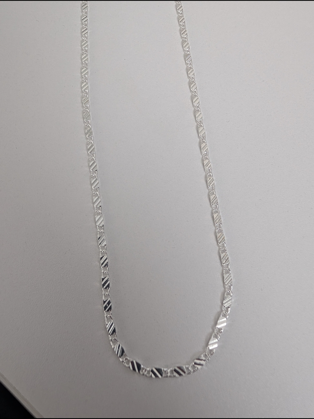 .925 Sterling Silver Textured Chain Necklace - Silver